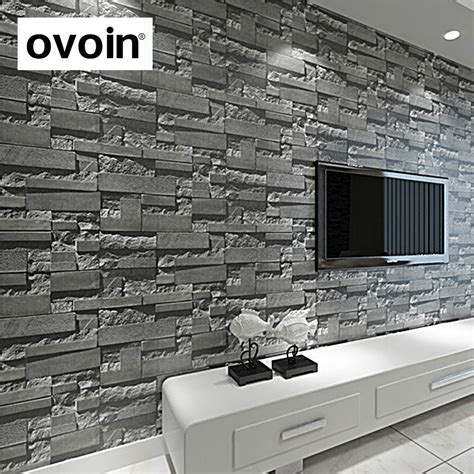 Modern Stacked Brick Wallpaper For Living Room