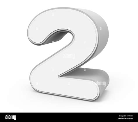 Right Tilt White Number 2 3d Rendering Graphic Isolated On White