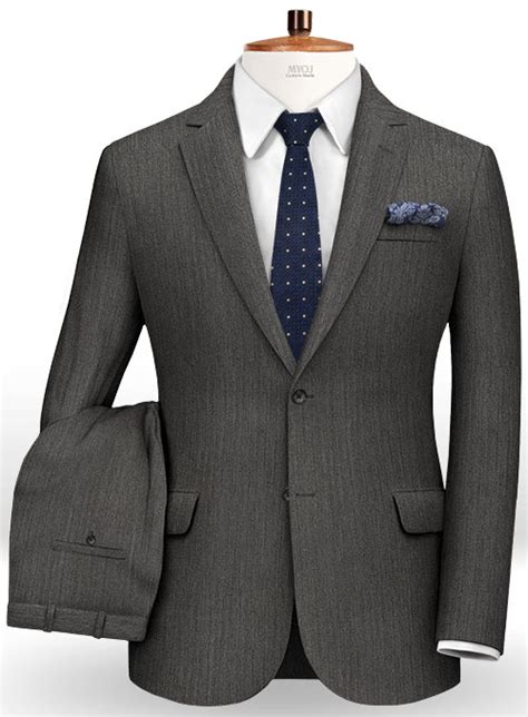 Herringbone Wool Gray Suit Makeyourownjeans® Made To Measure Custom
