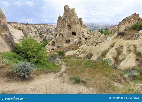 An Unearthly Landscape And A View Of Ancient Dwellings In Ancient Cone