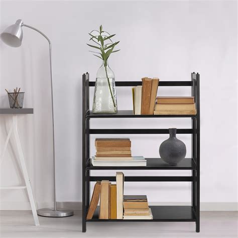 3 Shelf Folding Stackable Bookcase 275 Wide Black