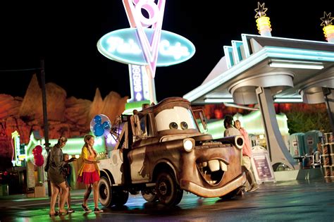 Cars Land Transforms After Dark Glowing With Bright Neon Lights Around