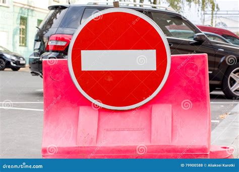 Round Prohibitory Traffic Sign On A Black Car Stock Photo Image Of