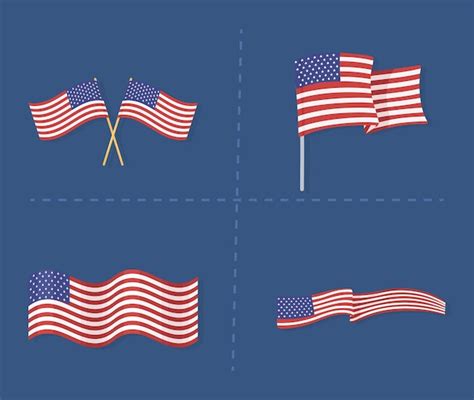 Free Vector Pack Of American Flags In Flat Design