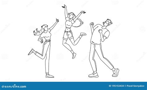 Happy People Jumping Enthusiasm Emotion Vector Illustration Stock