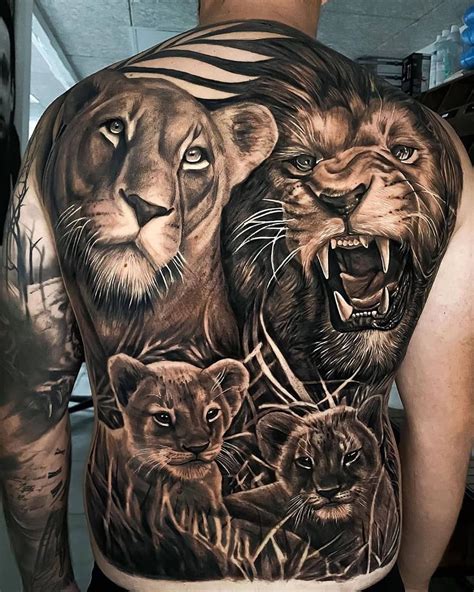 Lions Tattoo Lion Back Tattoo Animal Sleeve Tattoo Lion Tattoo