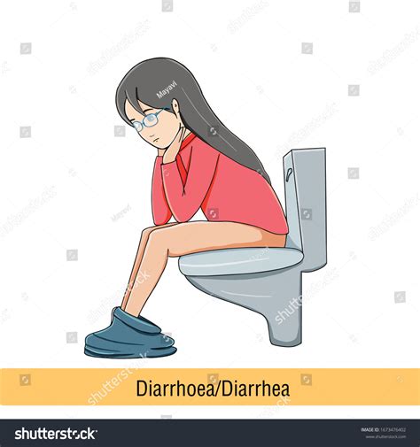 Girl Having Diarrhea Food Poison Stomach Vetor Stock Livre De
