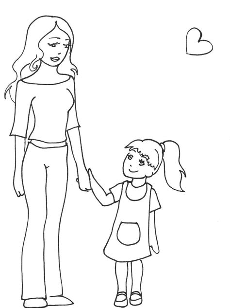 coloriage maman tient la main de sa fille télécharger et imprimer gratuit sur coloriageenfant