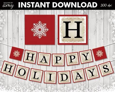 Printable Happy Holidays Banner Office Holiday Party Decorations