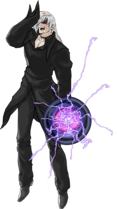 An Anime Character Holding A Purple Ball With Lightning Coming Out Of