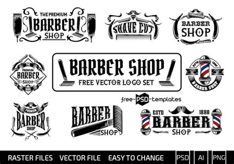 Vector set of vintage barber shop emblems barber shop logo templates vector. 86+ Absolutely Free Logos templates for business and ...