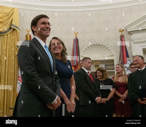 Dr Mark Esper Stands With His Wife Leah Prior To His Swearing In As