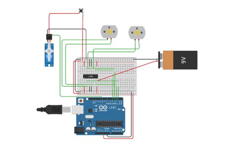 Circuit Design Servo With Dc Motor And Button Tinkercad