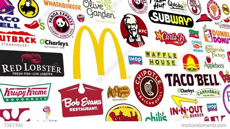 Reverse Food Brands Logo Loop Stock Animation 7387394