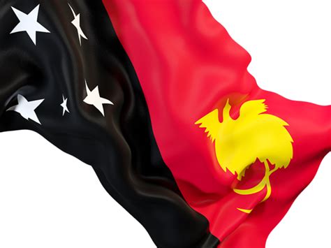 Waving Flag Closeup Illustration Of Flag Of Papua New Guinea