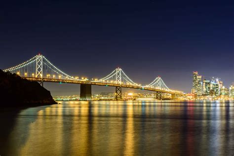 Wallpaper City Bridge Skyline Night Bay San Francisco Long