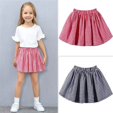 Cotton Skirts Girls Summer Tutu Skirt 2018 New Fashion Plaid School