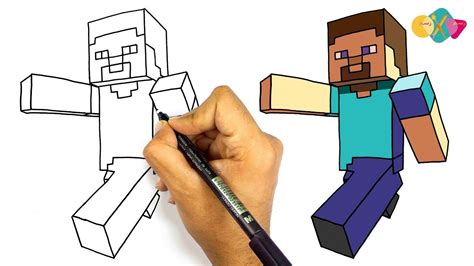 رسم ستيف من لعبة ماين كرافت بطريقة سهلة كيف ترسم ستيف ماين كرافت