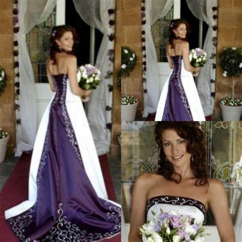 Wedding dresses & bridal gowns. Hot White and Purple Wedding Dresses 2016 Pao Embroidery ...