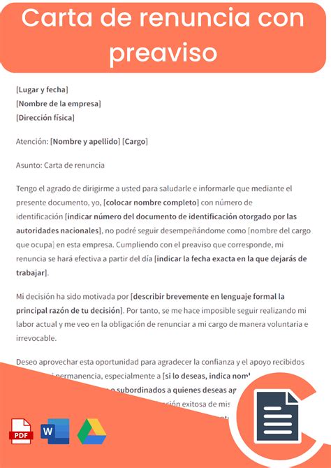 Modelo De Carta De Renuncia Con Preaviso En Paraguay Financial Report