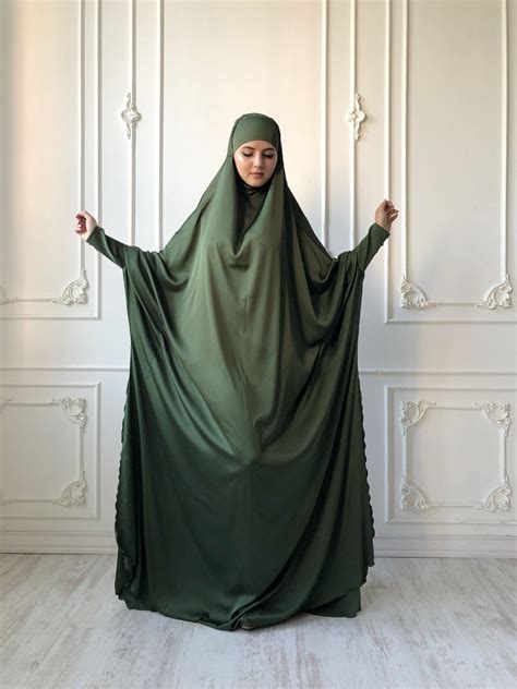 Plus Size Long Jilbab Khaki Silk Khimar Elegant Hijab Etsy