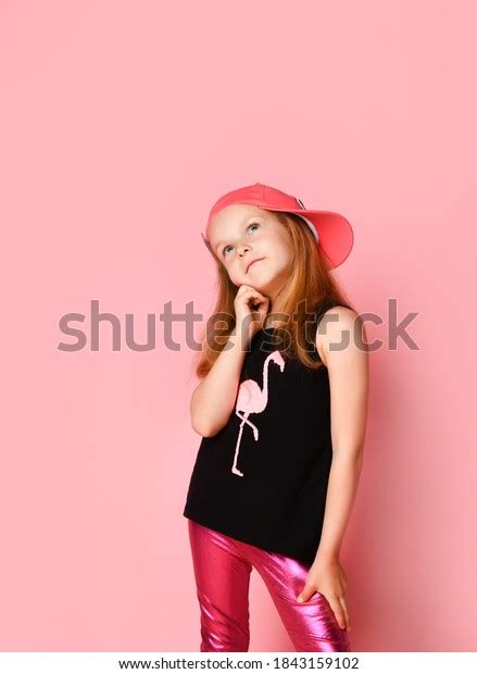 Thoughtful Preschool Girl Looking Propping Her Stock Photo 1843159102