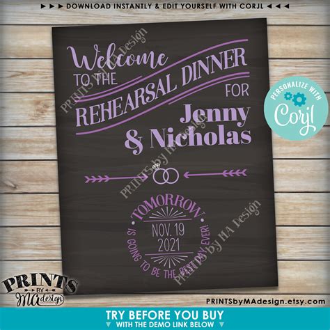 Rehearsal Dinner Sign Tomorrow Is Going To Be The Best