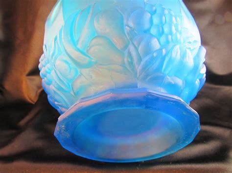 Vintage Indiana Glass Blue Frosted Satin Fruit Bowl Or Etsy