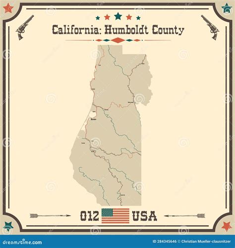 Large And Accurate Map Of Humboldt County California Usa Stock Vector