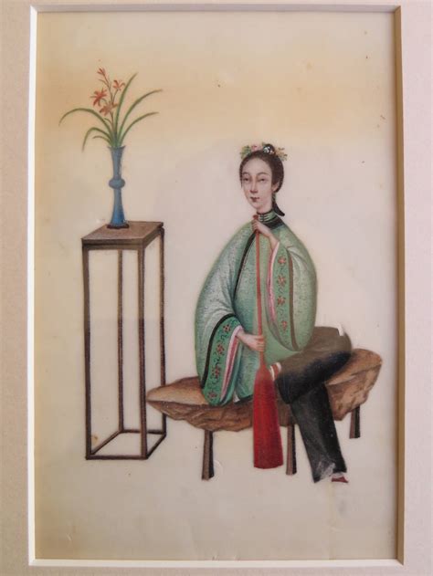 Early 19th Century Beautiful Pair Of Chinese Watercolor Paintings On