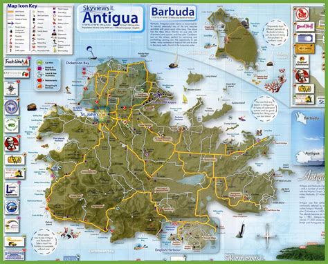 Wir haben kartenumrisse genommen und sie mit einer vielzahl von. Tourist map of Antigua and Barbuda