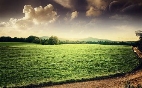 Green Grass Country Road A Dreamy World Hd Wallpaper