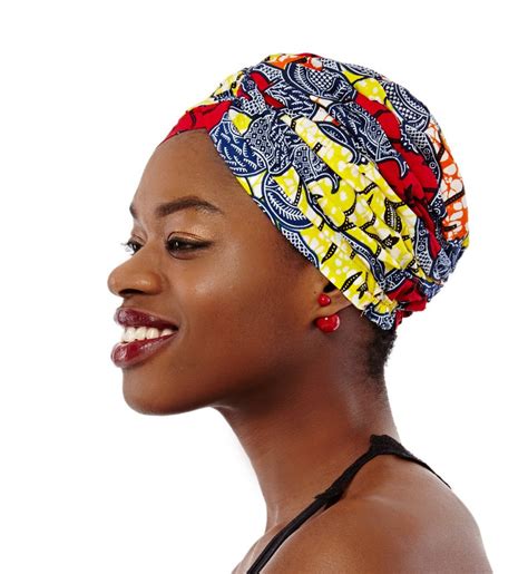 African Print Headwrap Turban Red Presewn Ankara Turban