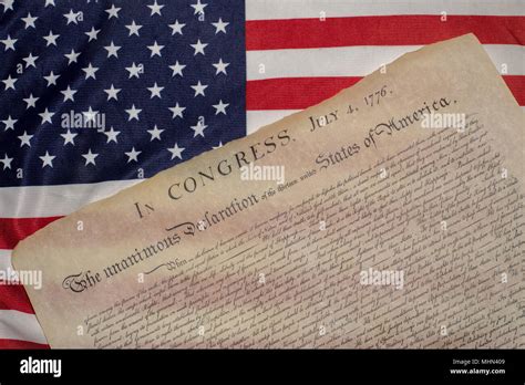 American Declaration Of Independence 4th July 1776 On Usa Flag