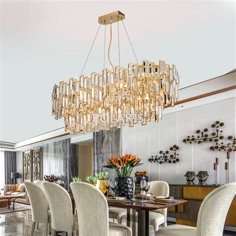 Luxury Crystal Chandelier Lighting Fixture Contemporary Oval