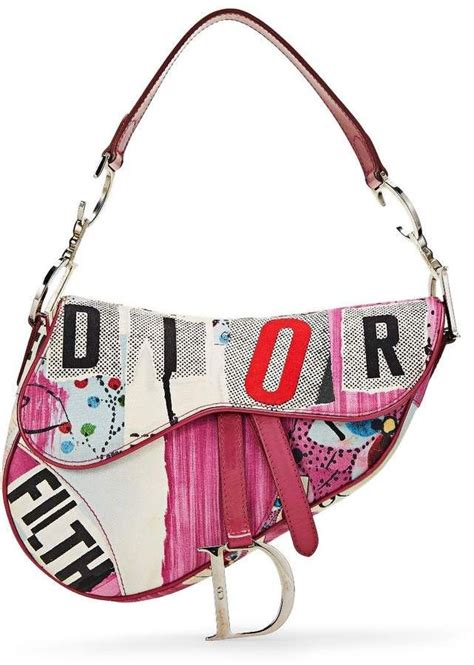 Christian Dior Limited Edition Pink Canvas Filth Saddle Bag Vintage