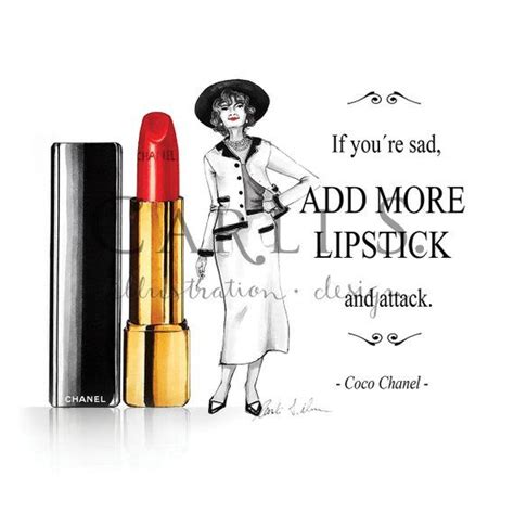 Coco Chanel Lipstick Quote Illustration Print Etsy