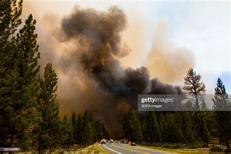 The Tamarack Fire Burns Along The Road The Tamarack Fire Continues