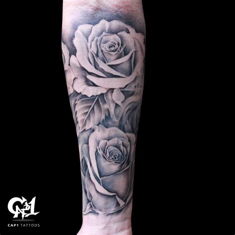 A Forearm Of Black And Grey Roses Pt 2 Inner Forearm