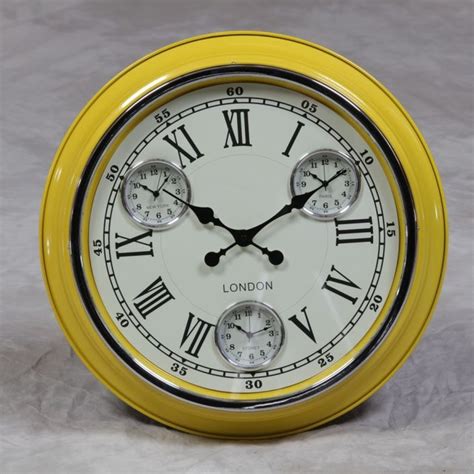 London Retro Yellow Clock Collection Of Home Accessories