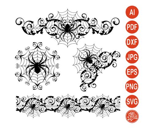 Spider Web Svg Halloween Spider Clipart Dxf Border And Corner Etsy Canada