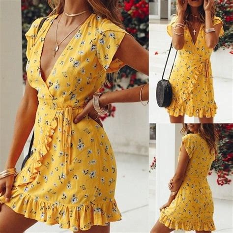 Summer Floral Printed Fashion Bohe V Neck Sleeveless Sexy Party Dress Gagodeal Floral Print