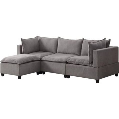bowery hill fabric reversible sectional sofa ottoman in light gray 1 ralphs