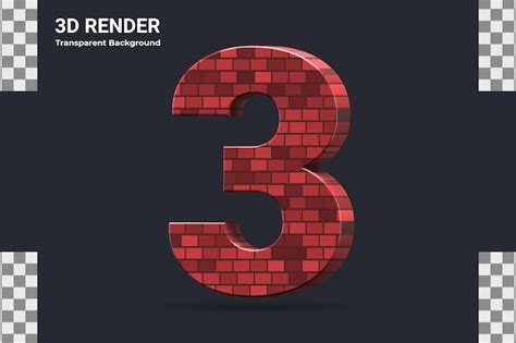 Premium Psd 3d Rendering Number 3 Isolated
