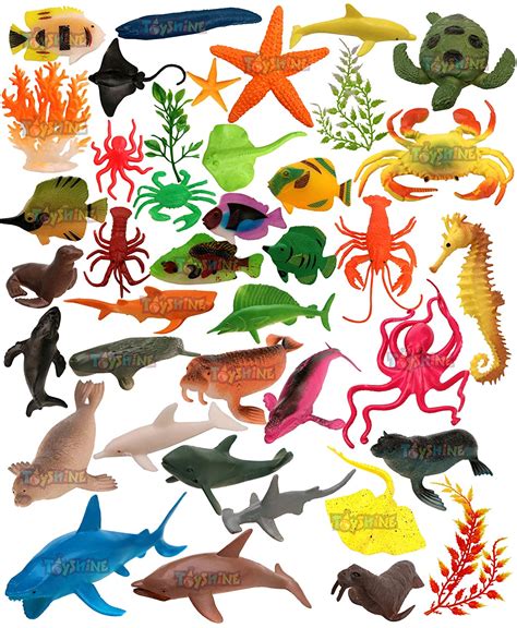 Texpress 60 Pcs Assorted Ocean Sea Animals Figures Realistic Sea
