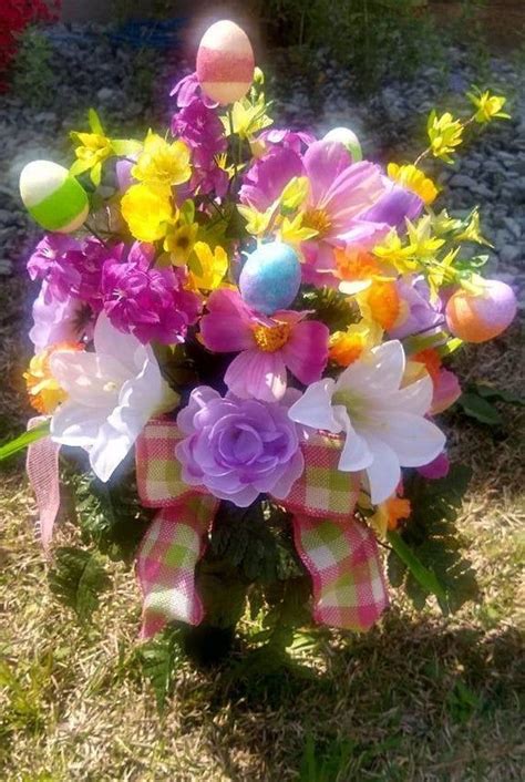 Cemetery Flowers For Easter Easter Decorations For Grave Etsy