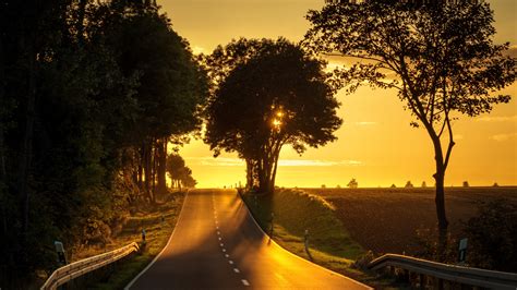 Road Sunset Back Light 4k Sunset Wallpapers Road Wallpapers Nature