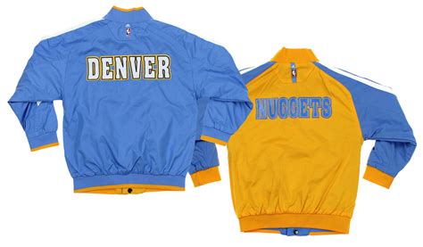 Adidas Denver Nuggets Nba Boys Youth On Court Reversible Jacket Blue