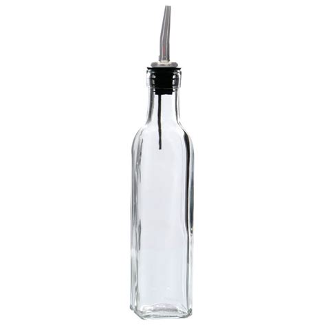 Hubert Olive Oil Bottle With Stainless Steel Pourer 8 Oz Clear Glass