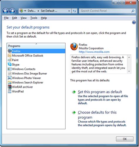 Set Default Programs In Windows 710